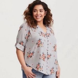 Torrid Grey Floral Button Down